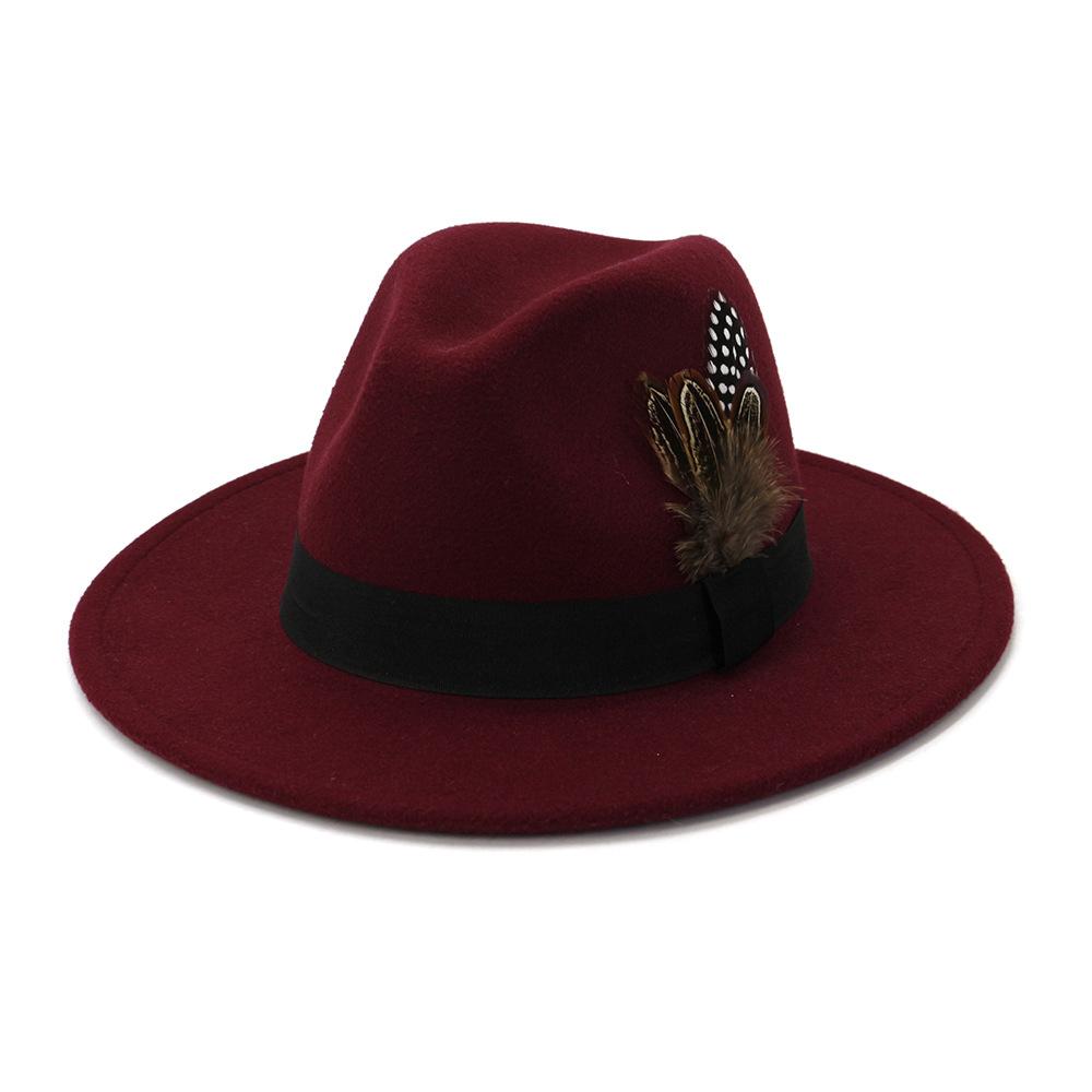 Gelbe Feder Fedoras Herren Fedora Hut Herren Panama Oberkappe Unisex Hut Militärfarbe Fedoras Hut mit breiter Krempe Kirchenhut Partyhut