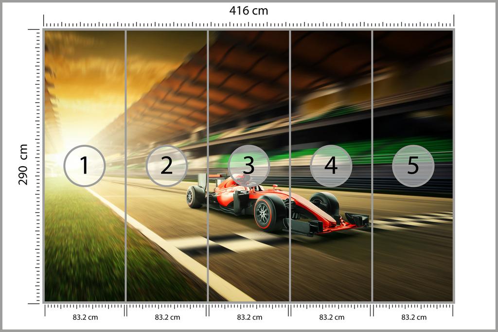 Photomural F1 Car On The Finish Line Smooth Vinyl 416x290