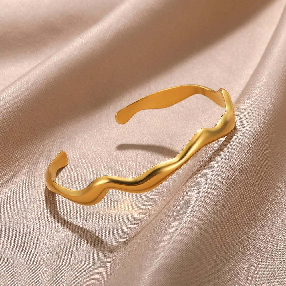 Titanium Steel Adjustable Bangle: Women's Durable, Fade-Resistant Open Cuff Bracelet