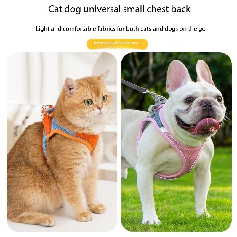 1Pc Cat Dog Harness Vest Chest Rope Set Reflective Breathable Adjustable Outdoor Walking Pet Harness for Small Medium Dogs