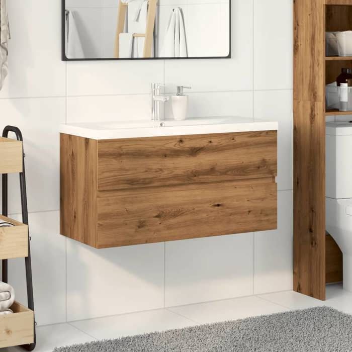 VidaXL Furniture with Integrated Basin Artisan Oak 91x39.5x49 Cm, Bathroom Vanity Unit, Bathroom Furniture, 3328926