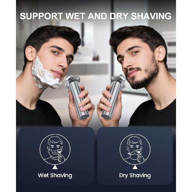 Electric Razor for Men, 10,000RPM High-Speed Motor, IPX8 Waterproof, Upgraded Curved Razor Foil, USB Fast Charging, Quick Charge & Travel Lock