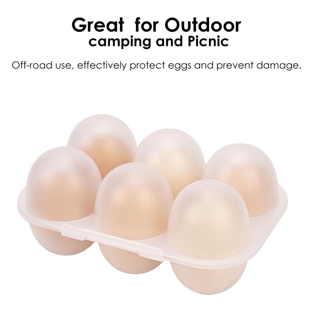 JANKOW 6-Grid Egg Holder, Portable Plastic Egg Case, Shockproof and Secure Egg Storage Box for Camping and Home Use