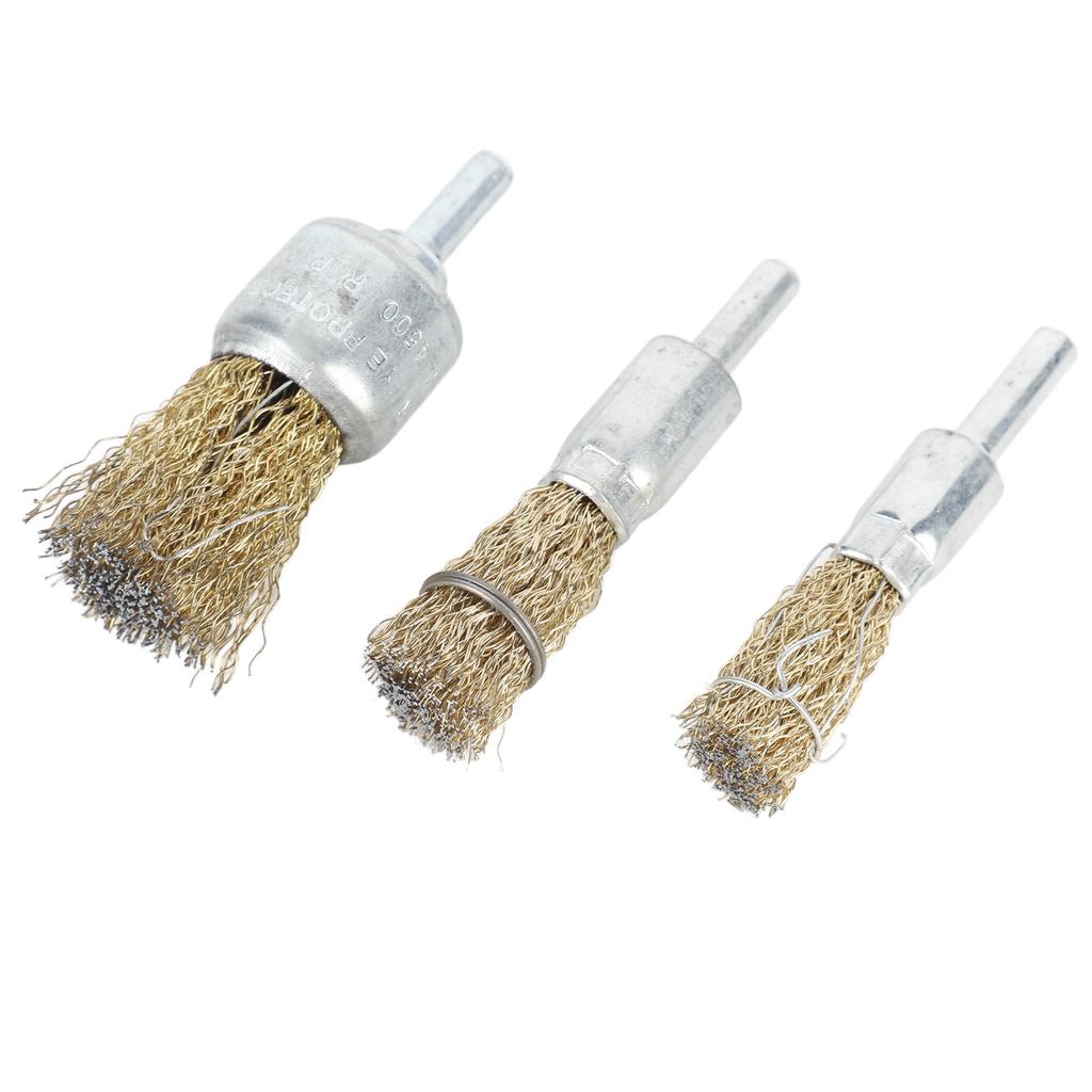 3PCS Wire Brush Wheel Drill Brush Set Coarse Crimped Wire Wheel for Drill Attachment