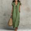 Zomer Jurk voor Dames Effen Kleur Geplooid Diepe V-hals Katoen Linnen Mouwloos Losse Casual Mode Dames Jurk