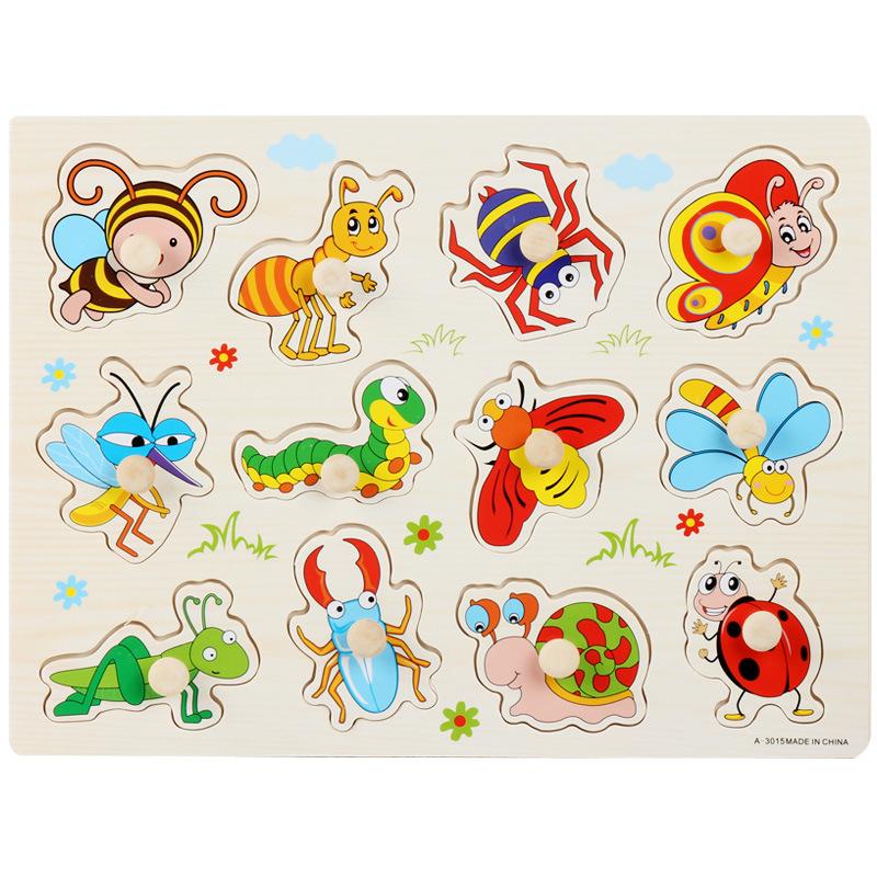 Montessori Wooden Puzzle - Animal Shape Matching Board for Fine Motor Skills, Early Learning Toy for Toddlers 1-3 Years Old.