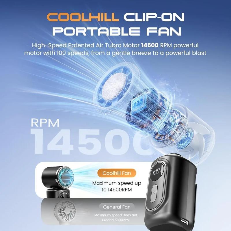 Xiaomi Portable Mini Fan Handheld Small Fan 5 Speed 3000mAh USB Rechargeable LED Display 180° Rotatable Clip Cooling Turbo Fans