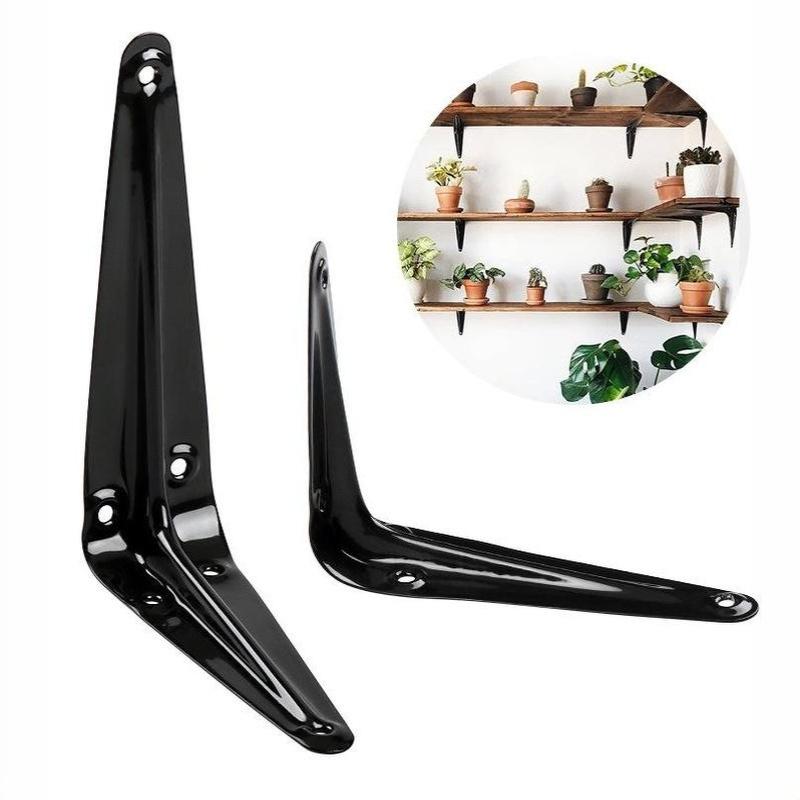 Triangular L Shaped Wall Mounting Bracket Corrosion Resistant Metal Support Bracket Black White for Garage Tool Shelf Organization