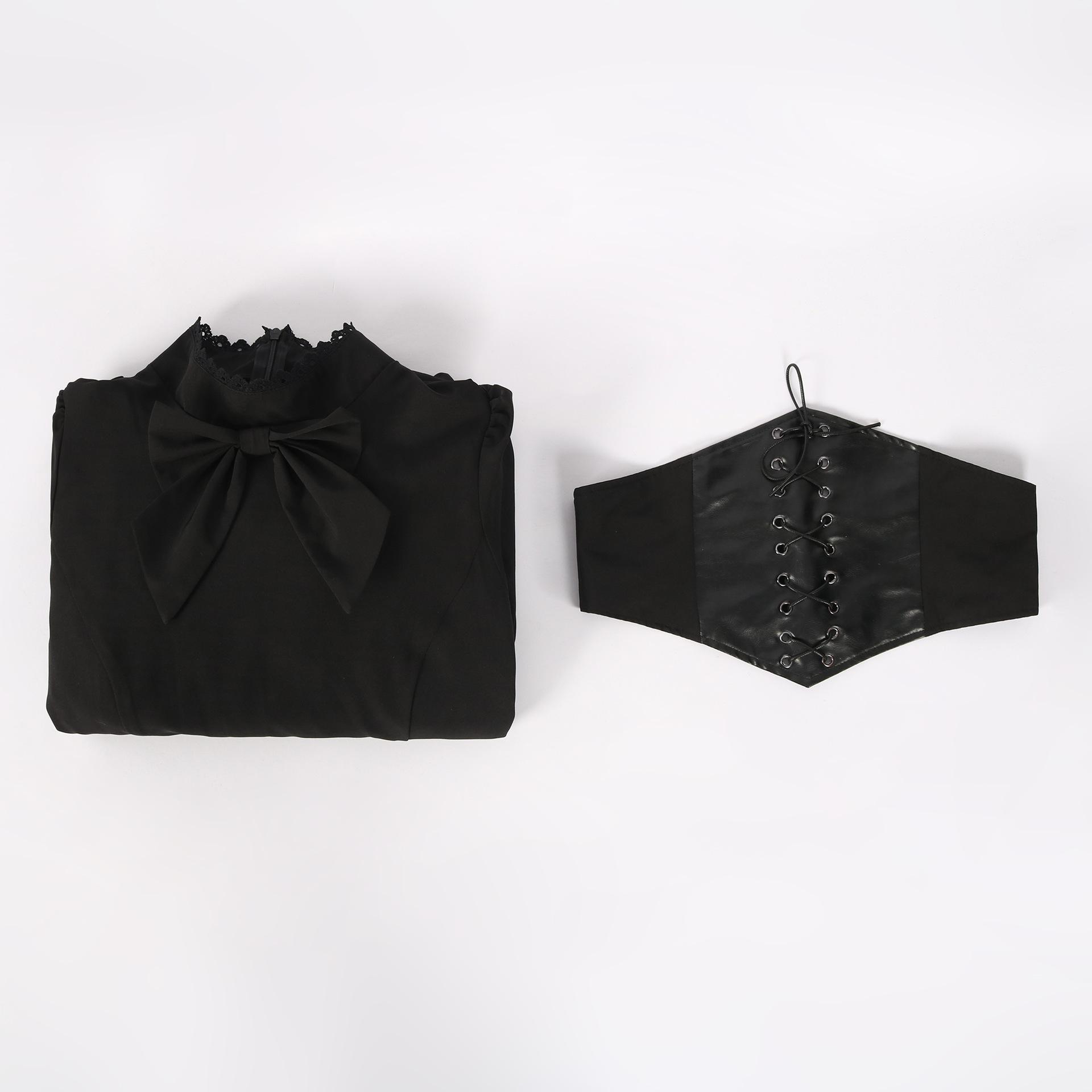 

Ирландское длинное средневековое платье Фестивали Косплей Украшение Костюм Комплект для выступления S чёрный