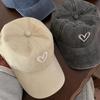 Nuovo Cappello Ricamato Cuore di Pesca Primavera/Estate Lavato Denim Casual Berretti da Baseball Regolabile Morbido Top Cappello d'Anatra Outdoor