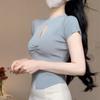 Crewneck Hollow Knit Summer Women's Ice Silk Knitted Slim-fit T-shirt Sexy Thin Short Top Women Trend
