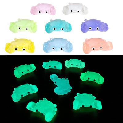 Pcs 10 Glow-In-The-Dark Cute Crabs Resin Desktop Decorations Ornaments Diy Handmade Hairpin Keychain Accessories Toys