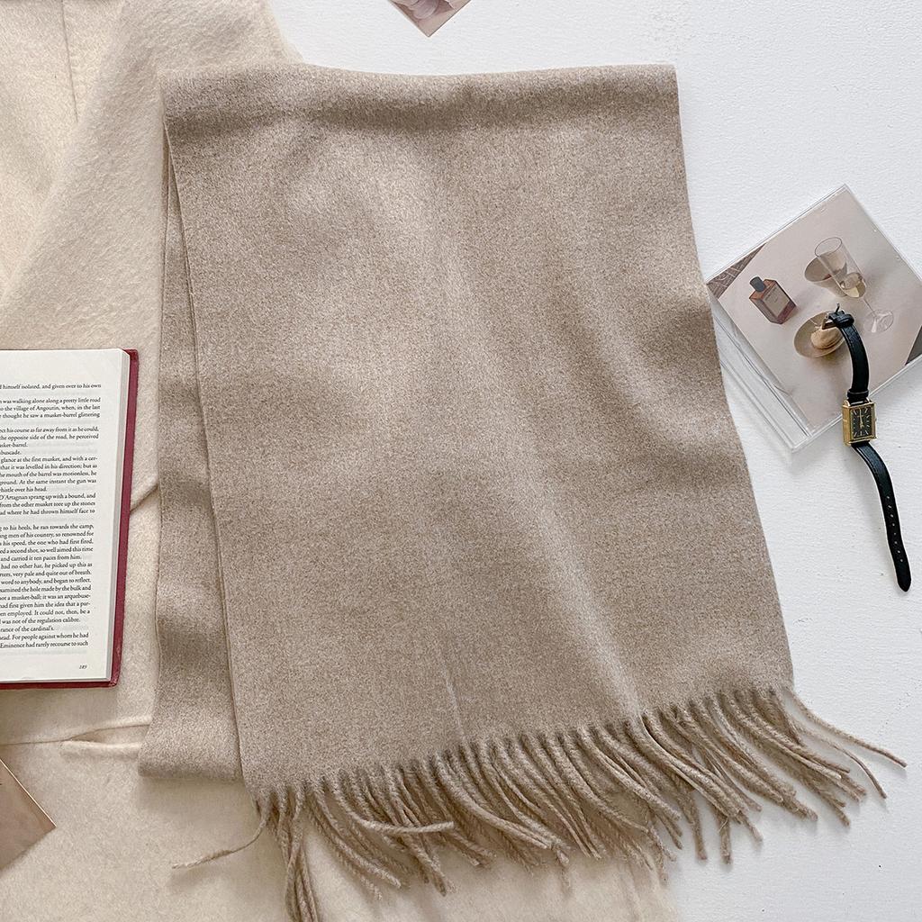 30*180cm Wool Scarf Women Luxury Solid Color Winter Warm Fashion Scarves Tassel Shawls Pashmina Lady Soft Wraps