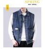2024 Trendy Men's Denim Multi-Pocket Vest Jacket - Casual Single-Breasted Style