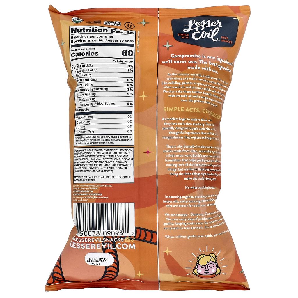 LesserEvil, Cosmic Ring, Cosmic Cheddar, 85g (3oz)