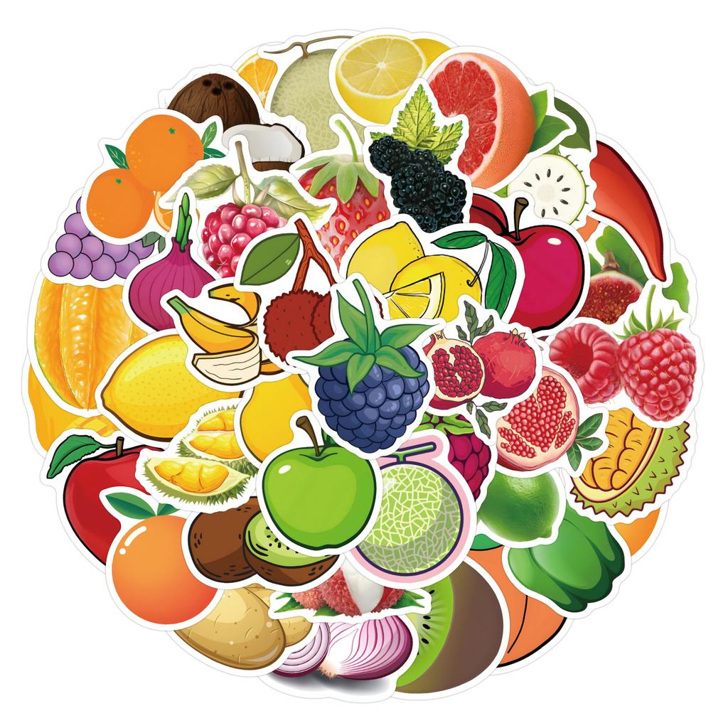 60 Fruit Fruit Doodle Decals Decorative Notebook Suitcase Cartoon Decals Premium Durable Quality Useful Practical