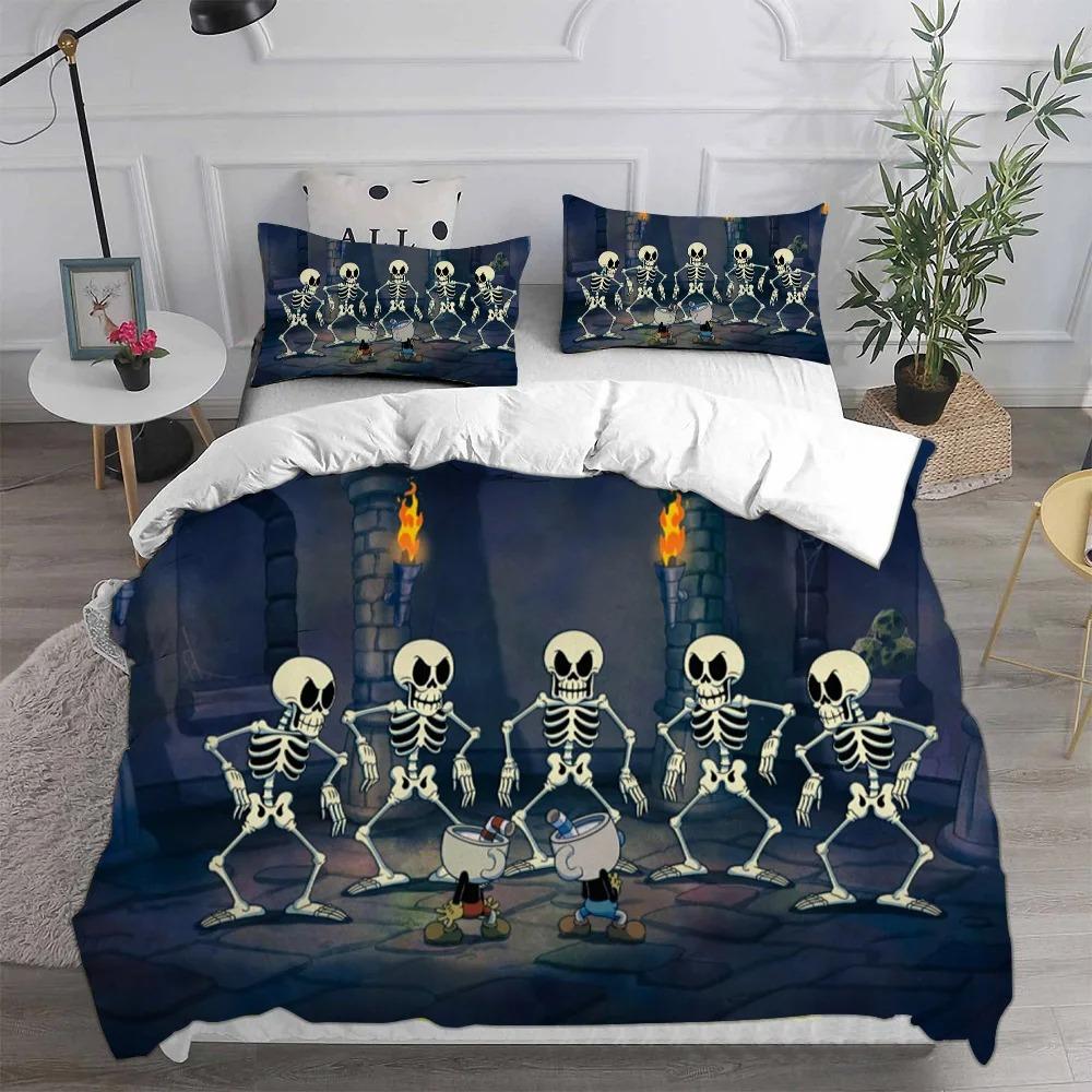 Cartoon Cuphead Duvet Cover Pillowcase Bedding Set Boy Girl Children adults Bedroom Decoration Children Gift Single Double Size