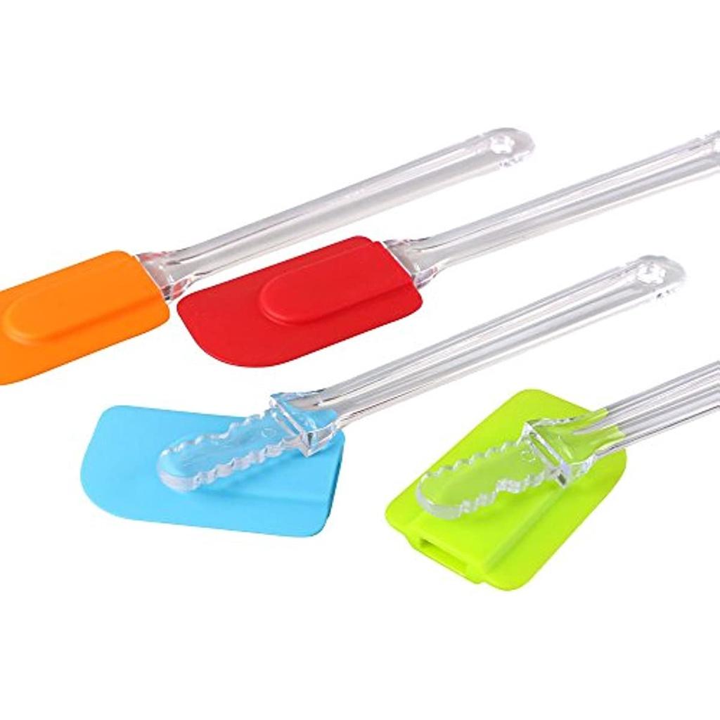 Spatule din silicon, Set de ustensile pentru spatula de bucatarie, Ustensile de bucatarie din silicon antiaderente rezistente la caldura, inclusiv lingura din silicon (4 culori)