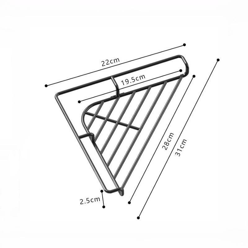 Stainless Steel Sink Corner Rack Anti-Rust Punch-Free Dish Drying Rack Quick Water Drainage Hollowed Dishcloth Sponge Stand
