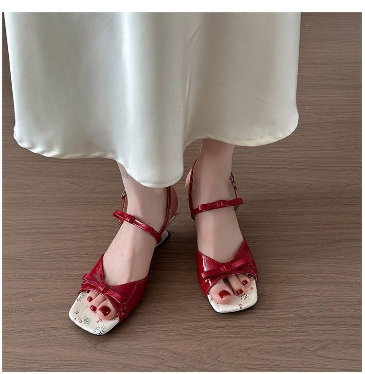 Fashion Shoes Slippers Heels Square Toe On A Wedge Rubber Flip Flops Slipers Women Butterfly-Knot Slides Low High Hawaiian 2025 Fabric R