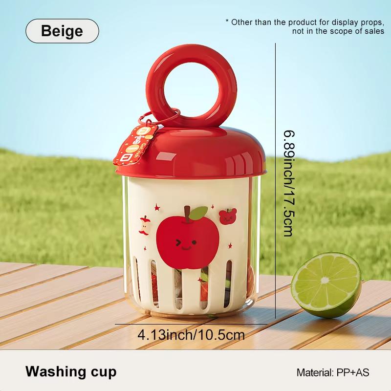 Dopamine Fruit Cup - Outdoor Portable Leak-Proof Yogurt Cup with Fork Double-Layer Food-Grade Plastic Drain Cup for Picnic