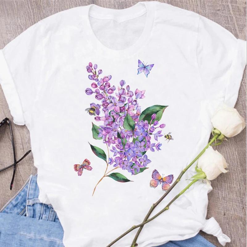 Red Rose Print Women T Shirt Summershort Sleeved Round Neck Harajuku Korean Style Graphic Tops Kawaii Female T-shirt Tops