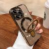 Luxury Transparent Plating Case For iPhone 16 Pro Max 16 Plus 14 13 12 11 15 Pro Max For Magsafe Magnetic Ring Stand Phone Cover