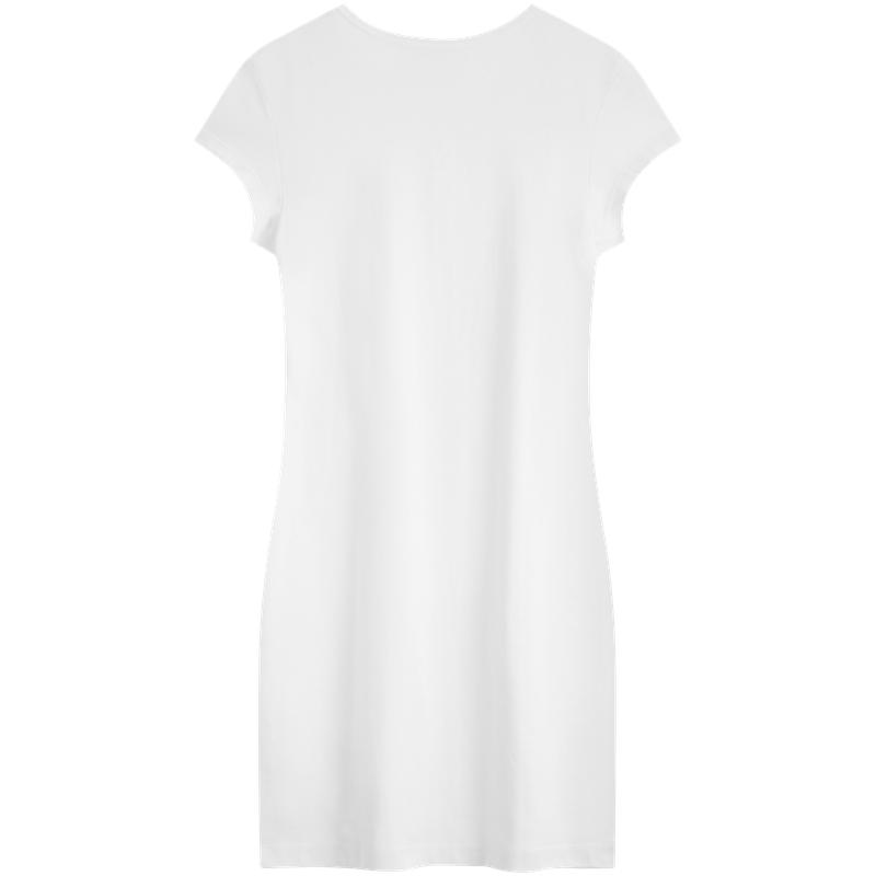 Calvin Klein Simple White Summer Collection Embroidered Letter Casual Cotton Comfortable Round Neck White Short Sleeve Dress Women dresses 40WI334