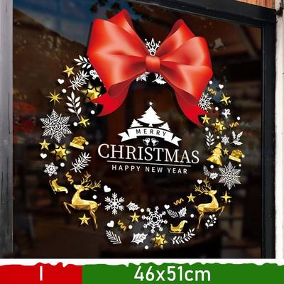 Merry Christmas PVC Christmas Sticker Snowman Santa Claus Xmas Decal Xmas Wreath Window Sticker Shopping Mall