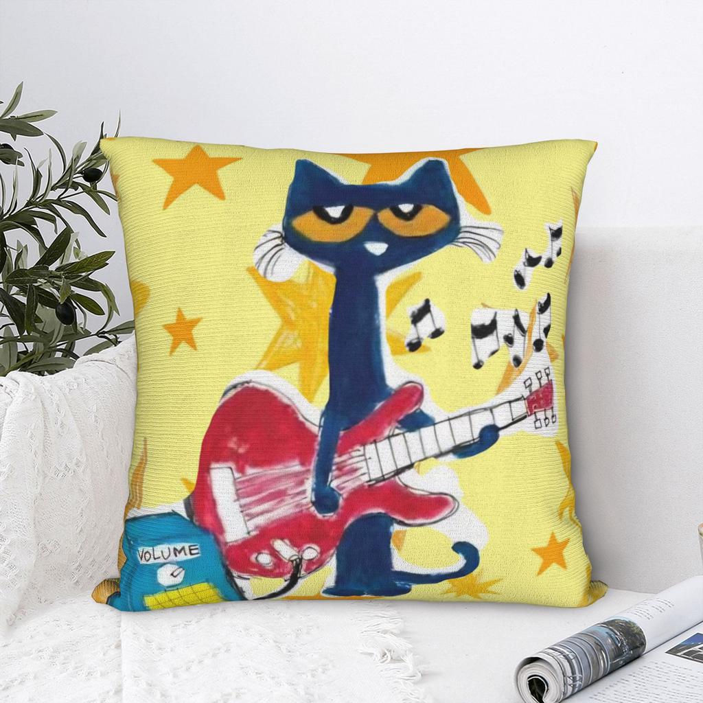 Stars Pete The Cat Cartoon Square Pillow Cases Cushion Covers Awesome Zippered Decorative Pillowcase for Sofa 45x45cm