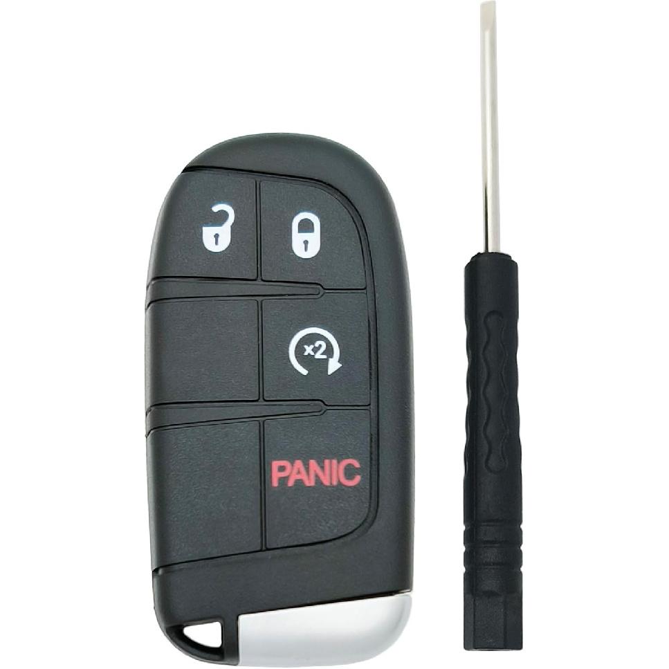 Remote Smart Key Fob Shell Case Fit for Dodge Charger Challenger - Chrysler 200 300 Keyless Entry Replacement Car Key Cover (4 Buttons-b)