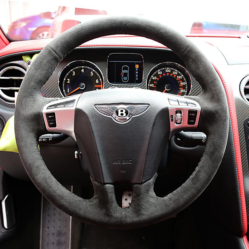 

100% Fit For Bentley Continental Flying Spur 2010-2017 Auto Parts DIY Hand-stitched Genuine Leather car steering wheel cover
