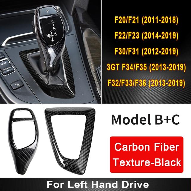 For BMW F20 F21 F22 F23 F30 F34 F10 F11 F07 F18 F25 F26 F15 F16 i8 RHD LHD Real Carbon Fiber Gear Shift Knob Panel Frame Trim