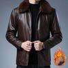 Men's Winter Warm PU Leather Jacket Loose Short Casual Zipper Jacket Thickened Warm Jacket