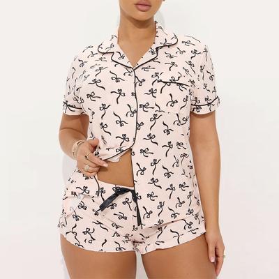 A New Two-piece Set of Casual Women's Home Wear, Featuring Short Sleeves and Shorts for Summer