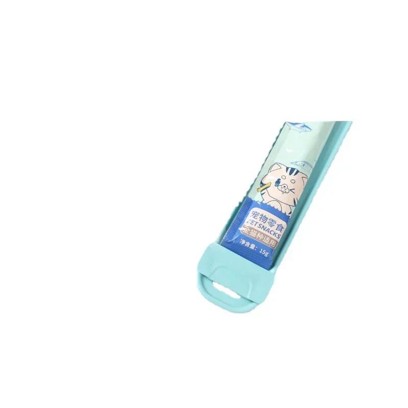 Lingură portabilă pentru hrana animalelor de companie, storcător de alimente cu bandă lungă pentru pisici, storcător de gustare, lingură multifuncțională, consumabile pentru animale de companie, hrănire pentru pisici