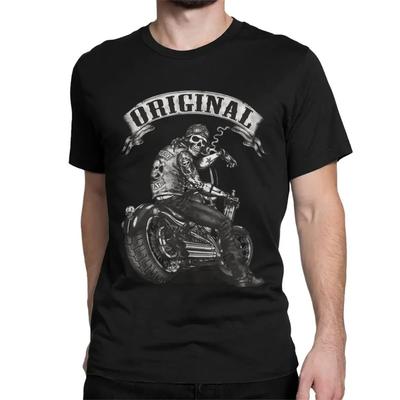 Men Women's Skull Biker T Shirt Horror Halloween Cotton Tops Novelty Short Sleeve Round Neck Tee Shirt Gift Idea T-Shirt