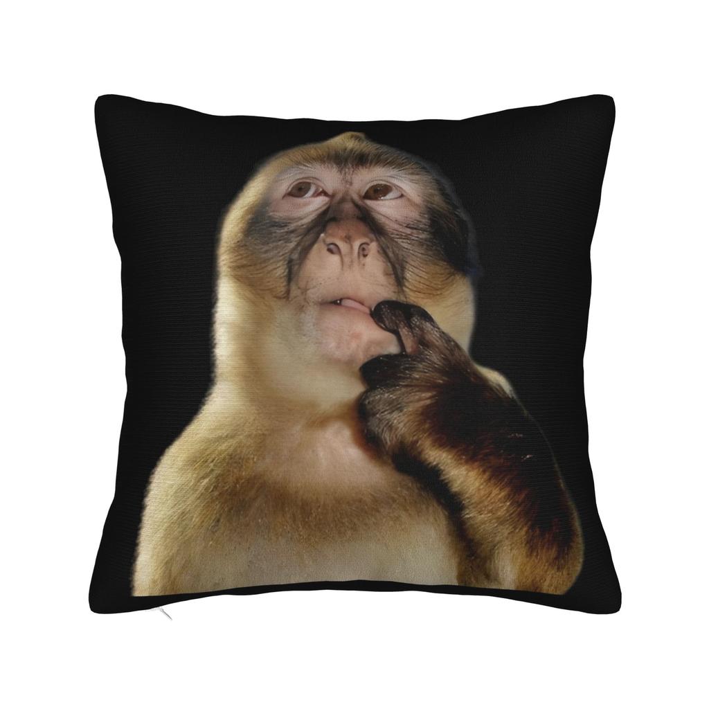 Federa per Cuscino Meme Scimmia Pensierosa Morbido Poliestere Copricuscino Copertina Cuscino Regalo per la Casa con Cerniera 18''