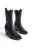 Women Modern Stylish Fashion Boots Boots Faux Leather Black Pointed Toe Stitched Cowboy Boots Zipper Western Boots