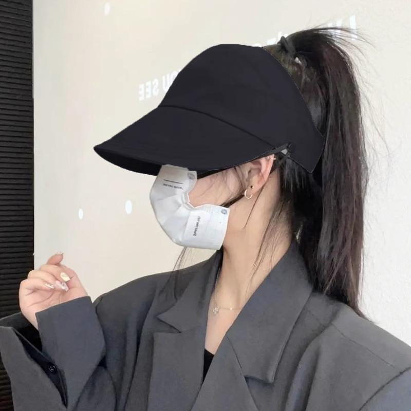 Sommer Frauen Neue Sonnenhut Atmungsaktiv Hohl Top Schnell Trocknend Krawatte Pferdeschwanz Sonnenschutz Entenzunge Hut