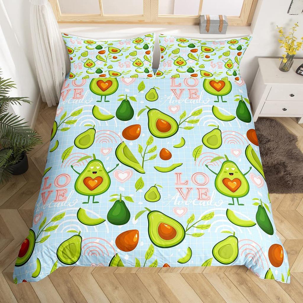 Avocado Duvet Cover Three-piece Set Fun Pattern Bedding Set with Pillowcase