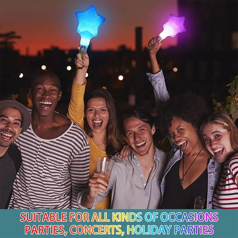5/10Pcs Colors Change LED Glow Stick Heart Star Shape Luminous Concert Cheering Tube Wedding Party Light Stick