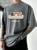 Funny Day Relaxed Cat Pattern Washed TShirt Men Summer Vacation Clothing Casual Crewneck Tee Shirts Oversize Cotton Streetwear