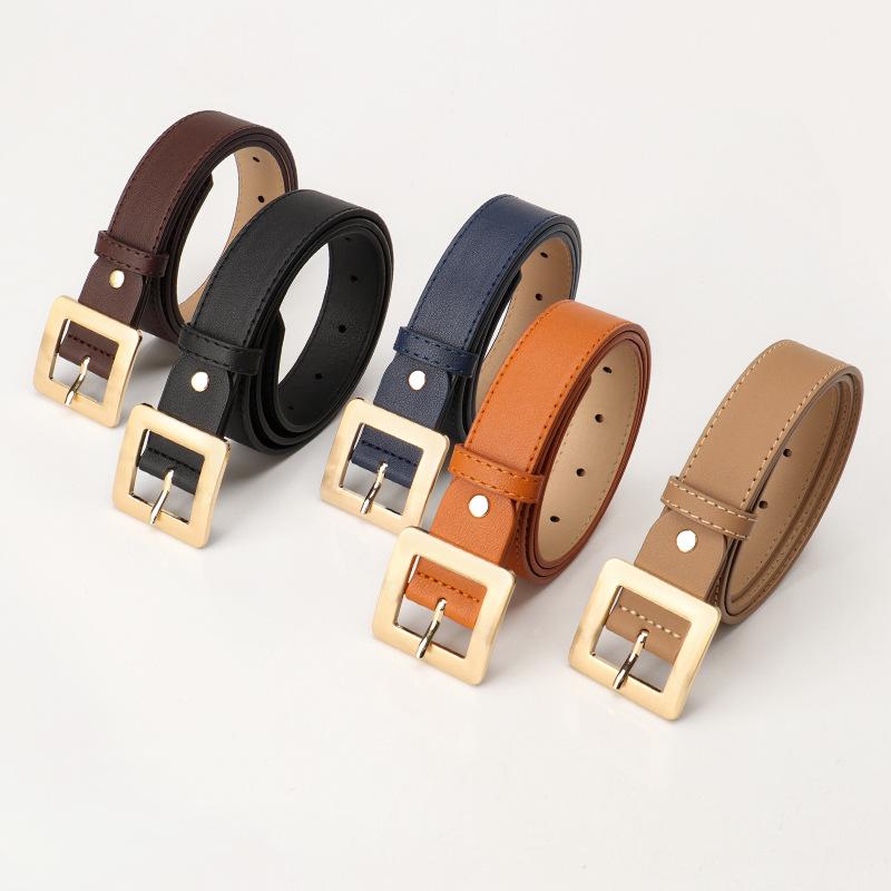 New Versatile Simple and High-end Women's Belt Square Buckle Fashion Korean Style Decorative Jeans Belt Belt Belt Women