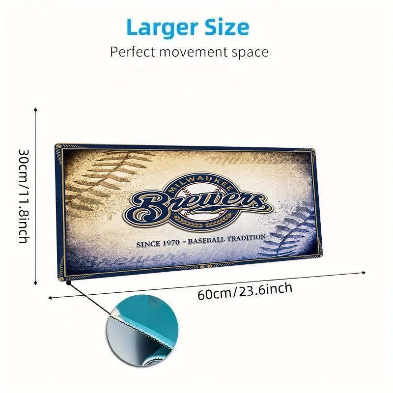 Milwaukee Brewers Farbiges Mauspads Großes Gaming-Tischkissen Rutschfestes Laptop-Tablet Großes Mauspads XXL Matte Mini-PC-Spielmatte Mit Verriegeltem Rand