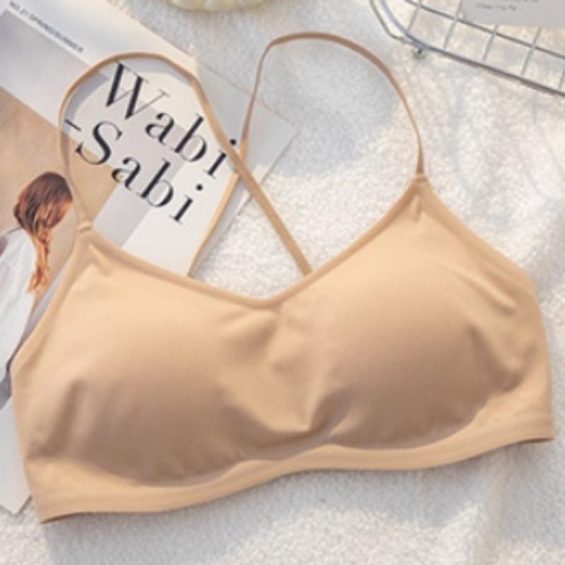 Wireless Seamless Thin Strap Back Beauty Gathering Push Up Bra For Women