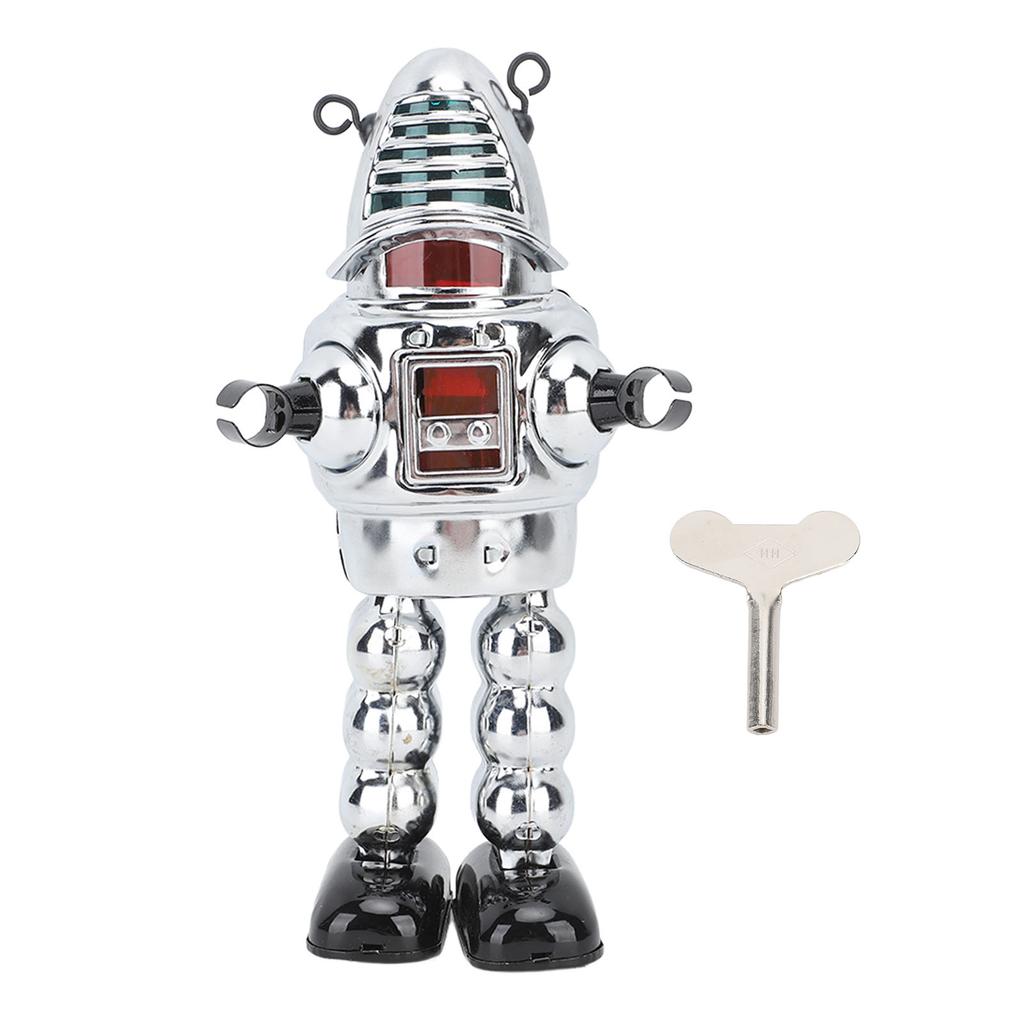 Metal Fencing Robot Adult Clockwork Walking Figurine Toy for Collection Birthday Holiday Gift