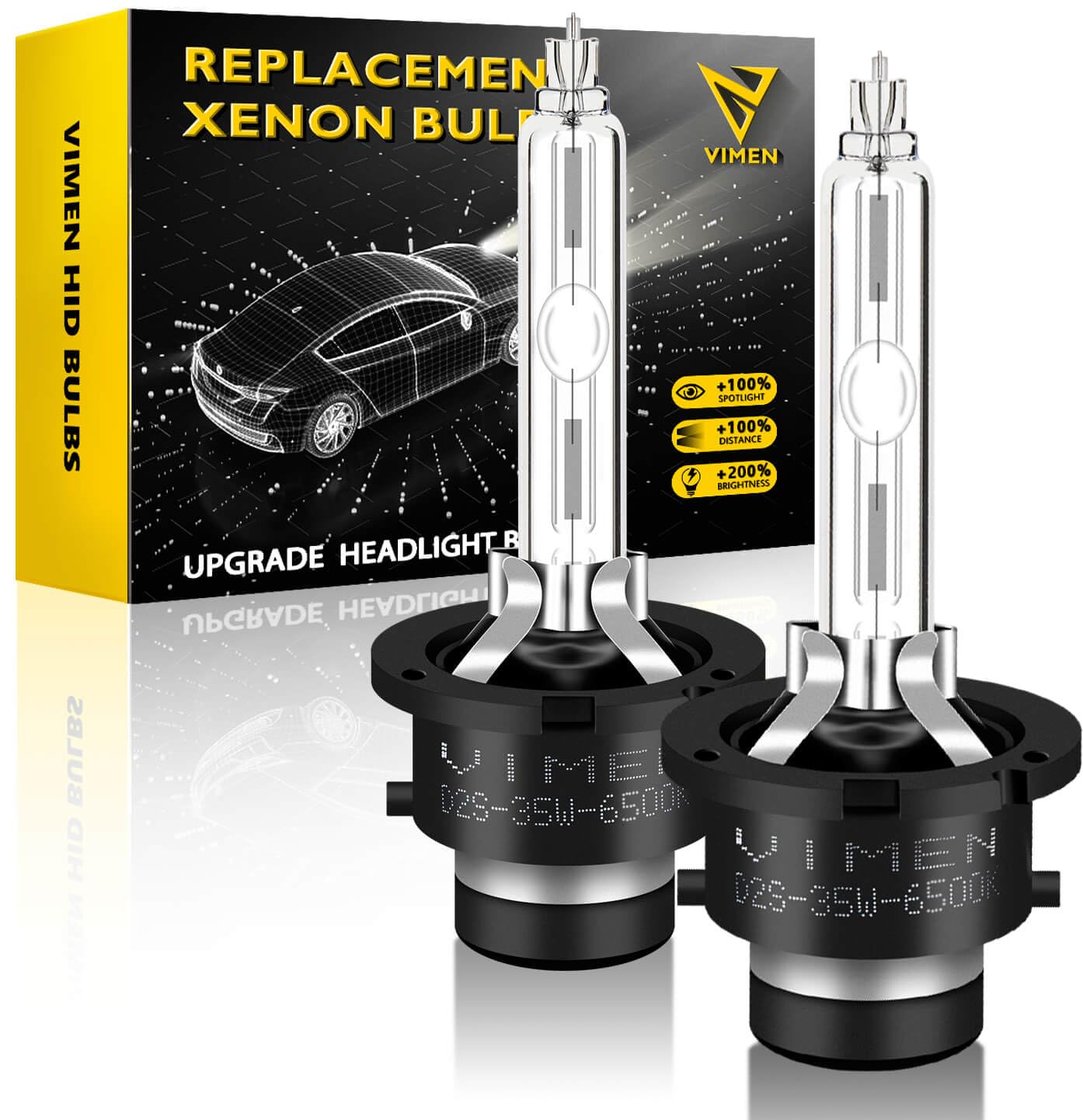 VIMEN Headlight D2S HID Bulb 6500K Genuine Replacement 35W HID D2S