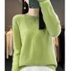 Women's Cashmere Hollow-Out Round Neck Knitted Wool Pullover Sweater