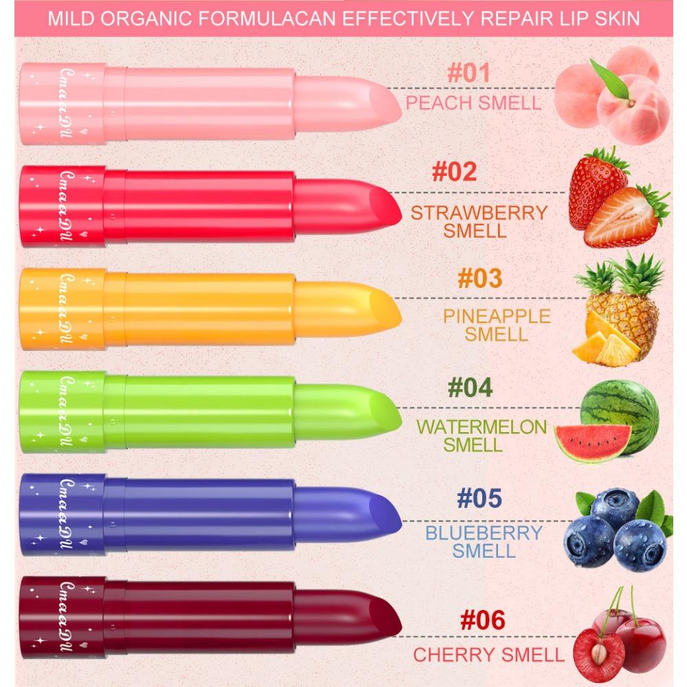 CmaaDu 6 חבילות של שפתון מחליף צבע בטעם פירות, שלא נמרח או דוהה בקלות